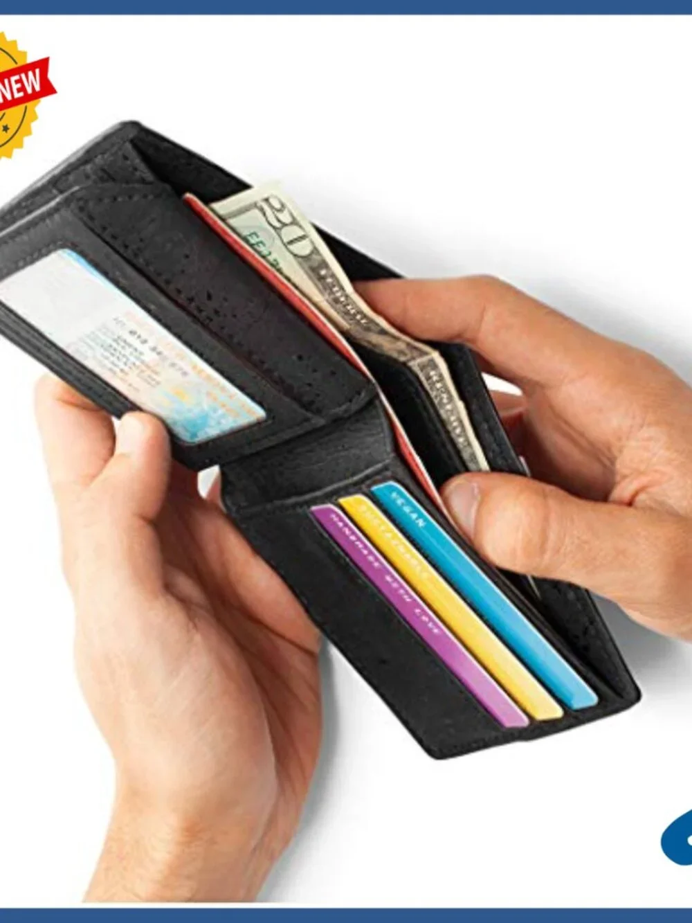 Men's Vegan Leather Bifold Wallet RFID Blocking 6 Card Slots